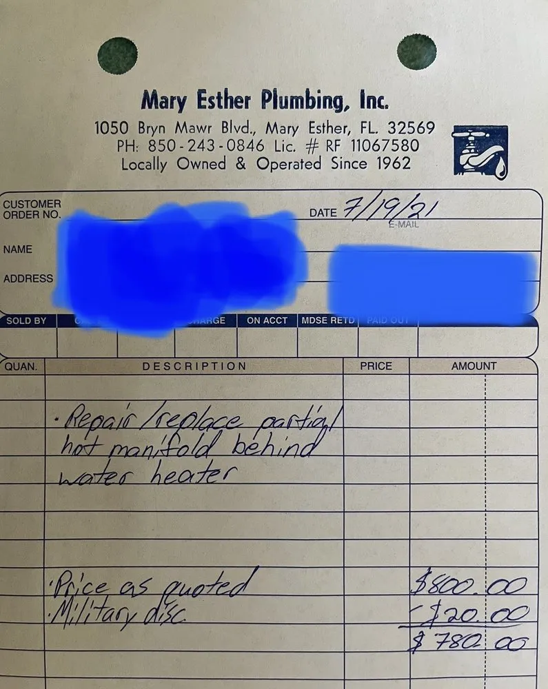 Slide of Mary Esther Plumbing
