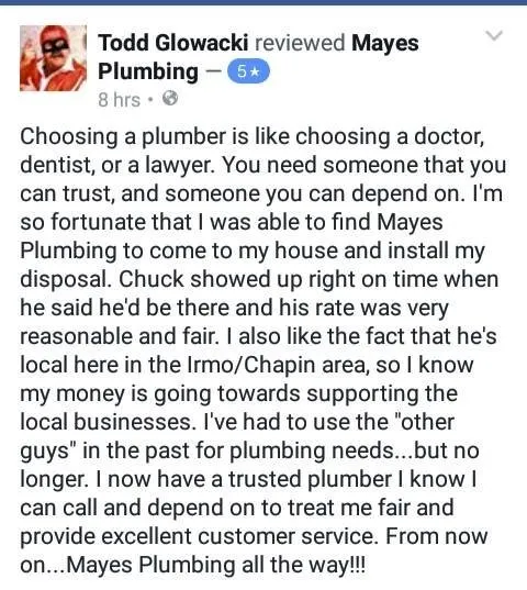 Slide of Mayes Plumbing