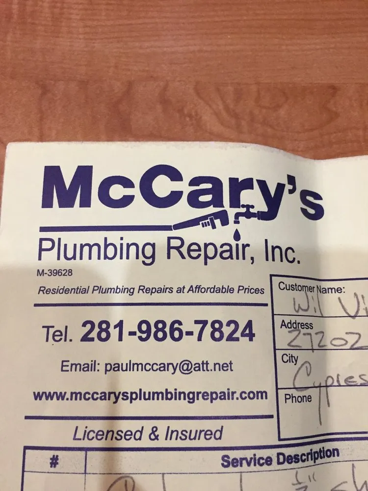 Slide of McCary's Plumbing Repair