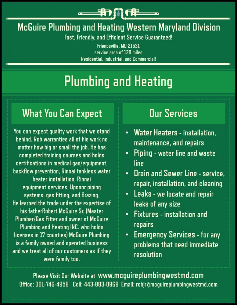 Emergency drain cleaning in Friendsville, MD by McGuire Plumbing