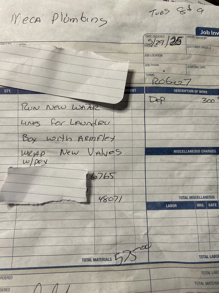 Slide of MECA Drains & Plumbing