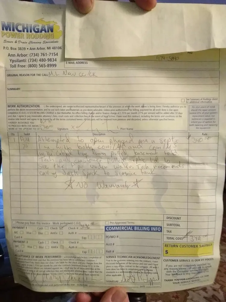 Slide of Michigan Power Rodding