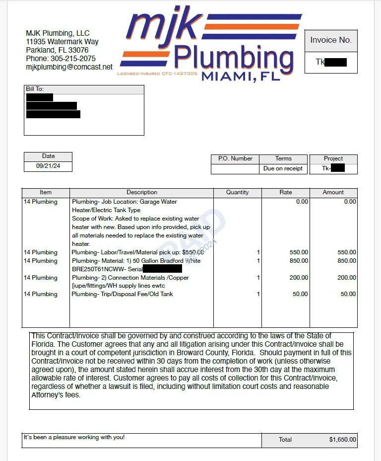 Slide of MJK Plumbing