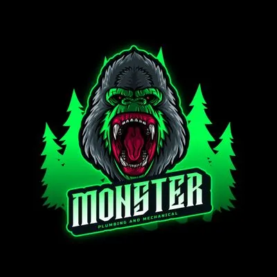 Monster Plumbing and Mechanical Logo