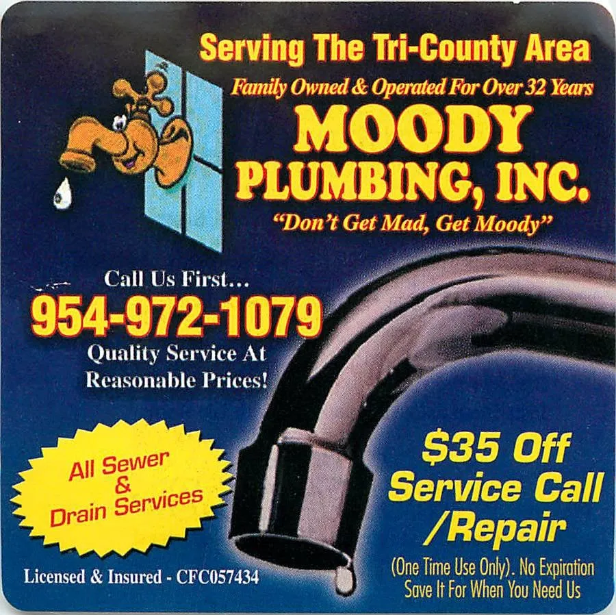 Quality drain cleaning in Coral Springs, FL by Moody Plumbing