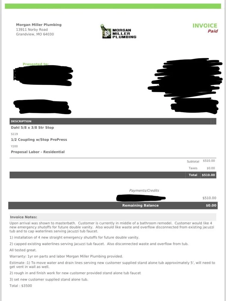 Slide of Morgan Miller Plumbing