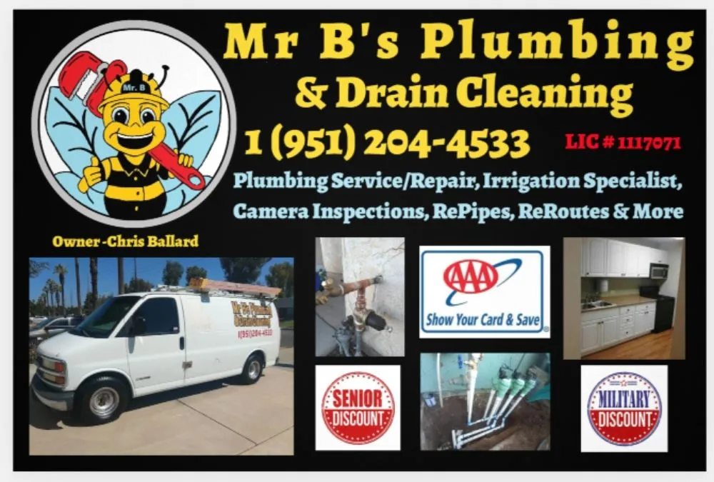 Emergency plumbing repair service in Riverside, CA - Mr B's Plumbing and Drain Cleaning