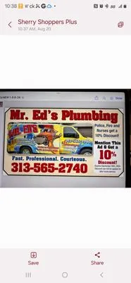 Mr Ed's Sewer Cleaning Service Logo