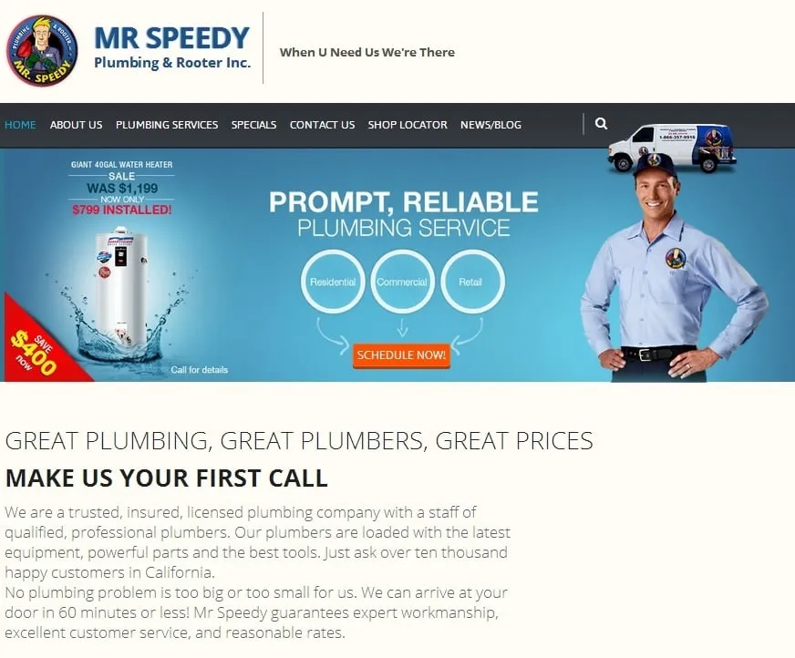 Slide of Mr. Speedy Plumbing & Rooter