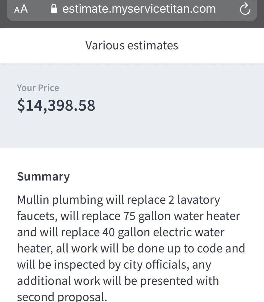 Slide of Mullin Plumbing