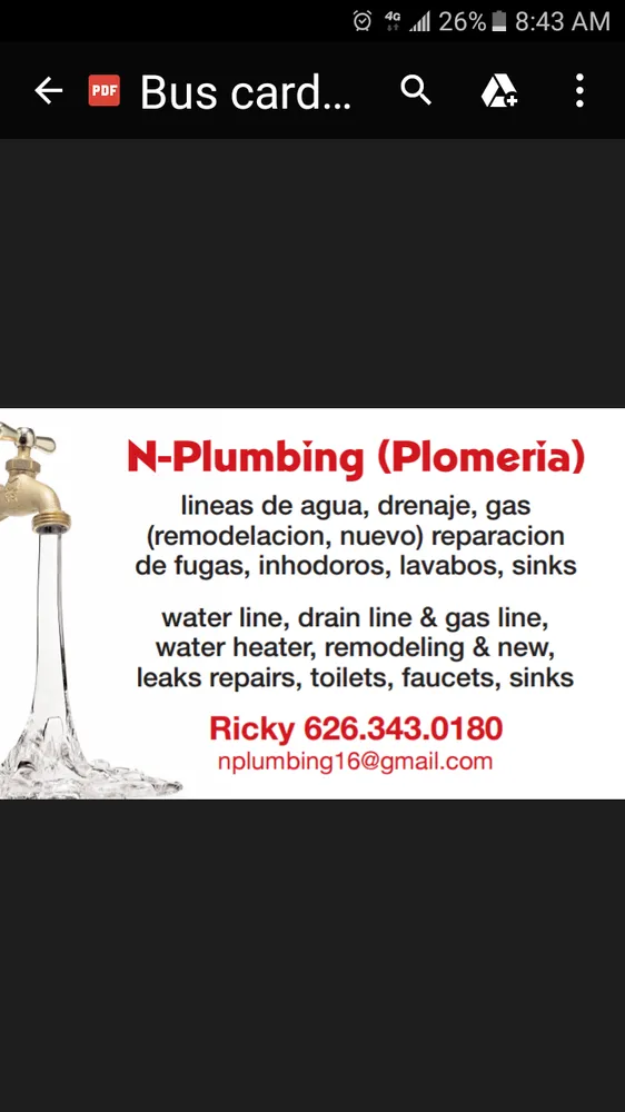 Slide of N-plumbing