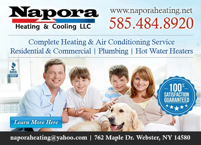 Trusted emergency plumbing for homes in Webster, NY by Napora Heating Cooling Plumbing
