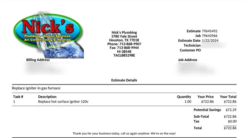 Professional emergency plumbing for homes in Houston, TX by Nick's Plumbing & Air Conditioning Services