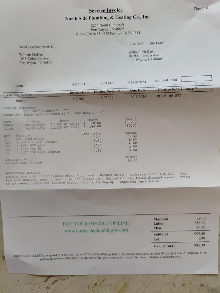 Slide of Northside Plumbing