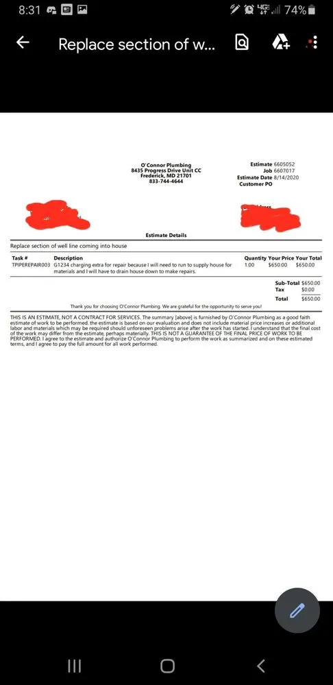 Slide of O'Connor Plumbing