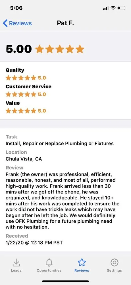 Slide of OFK Plumbing