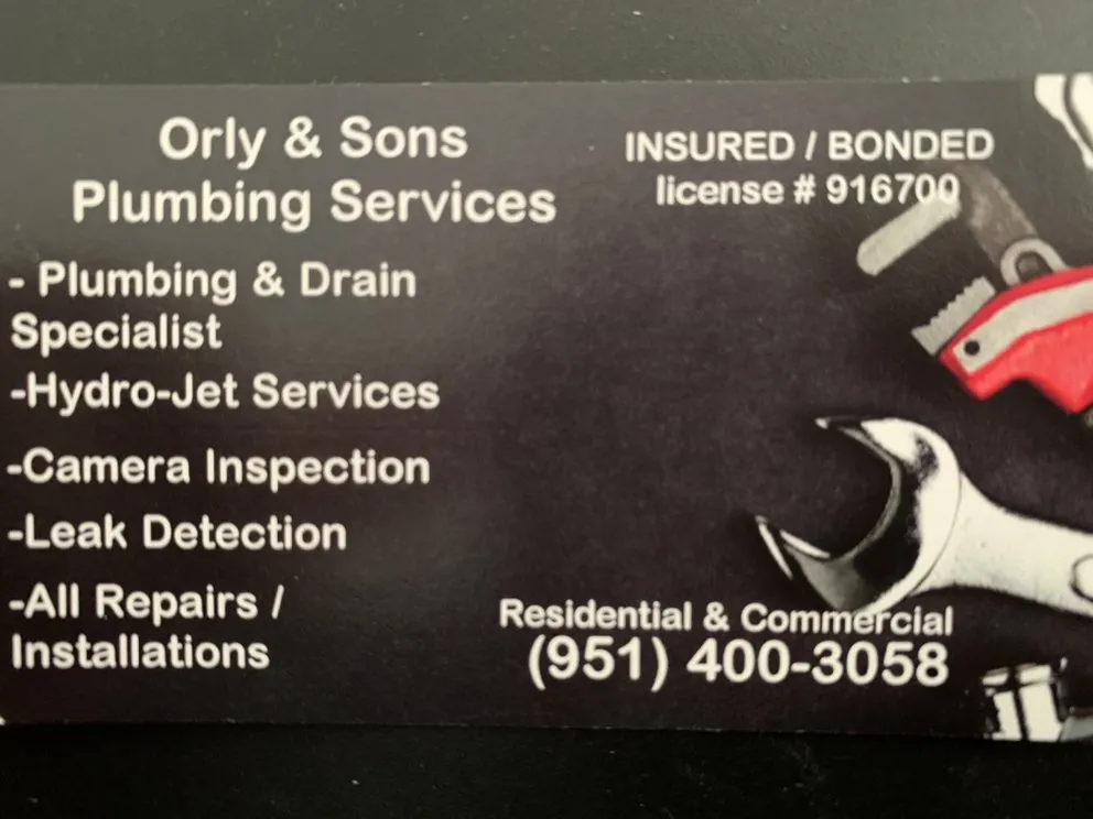 Slide of Orly and Sons Plumbing Services