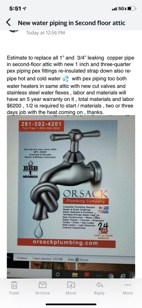 Slide of Orsack Plumbing