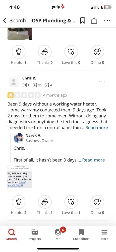 Slide of OSP Plumbing & Rooter