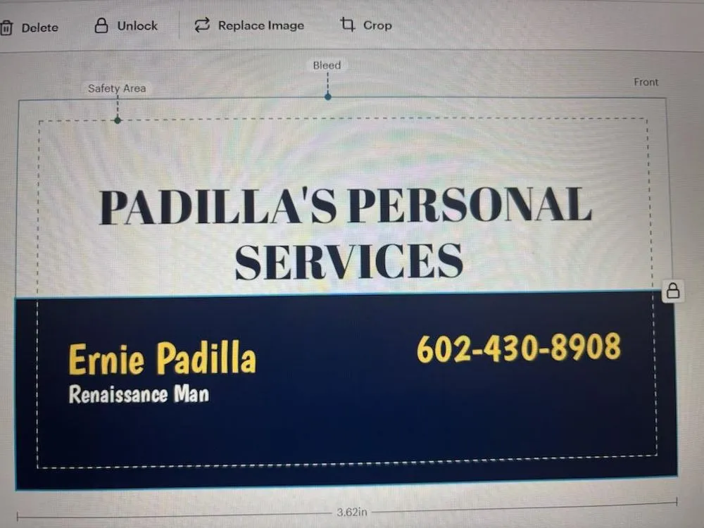 Slide of Padilla’s Personal Services