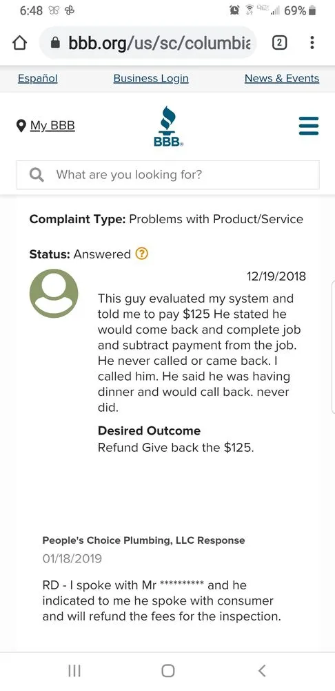 Slide of People's Choice Plumbing