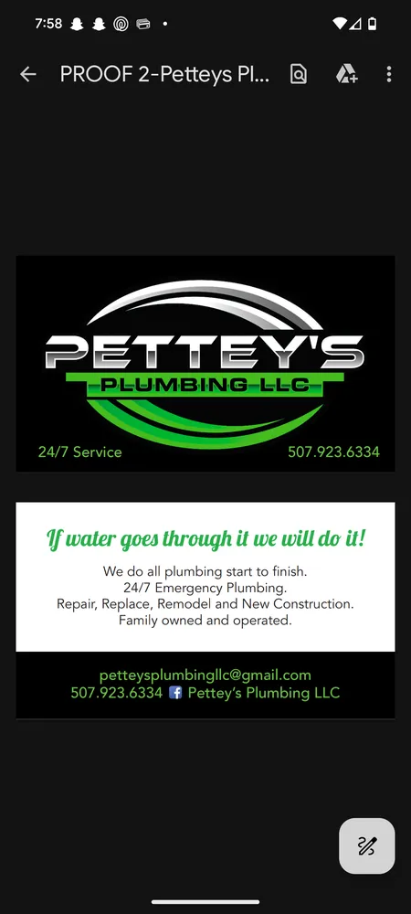 Slide of Petteys Plumbing