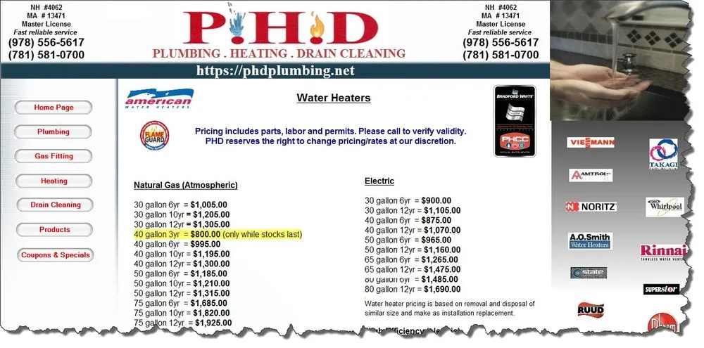 Quality plumbing repair for homes in Bradford, MA by PHD Plumbing & HVAC