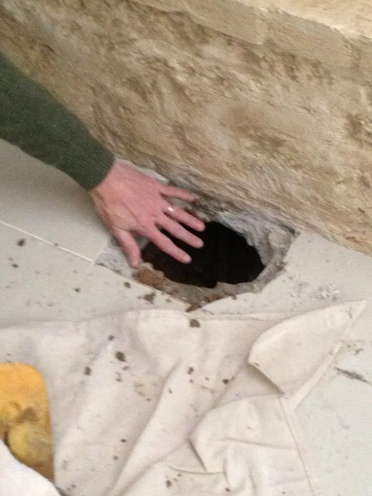 Slide of Pipe Down Slab Leak Repair