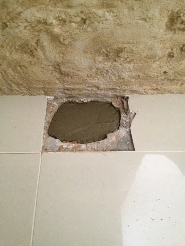 Slide of Pipe Down Slab Leak Repair