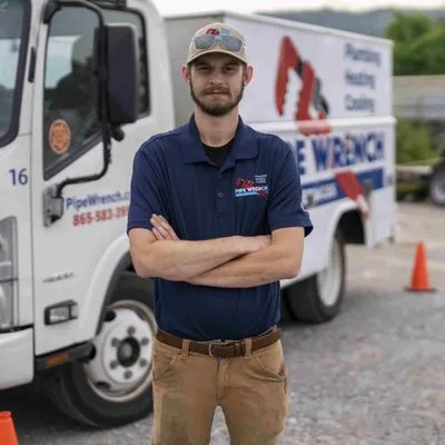 Pipe Wrench Plumbing, Heating & Cooling Logo