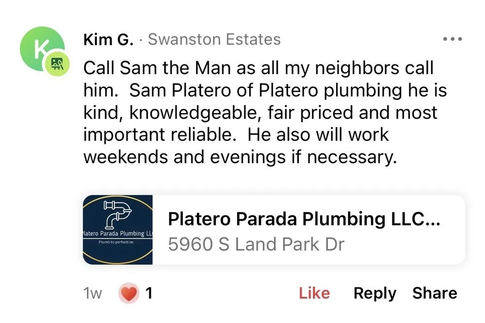 Slide of Platero Parada Plumbing