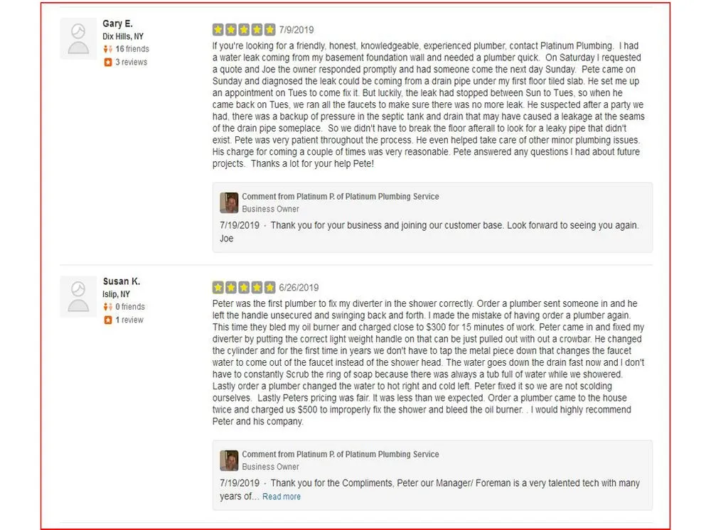 Slide of Platinum Plumbing Service