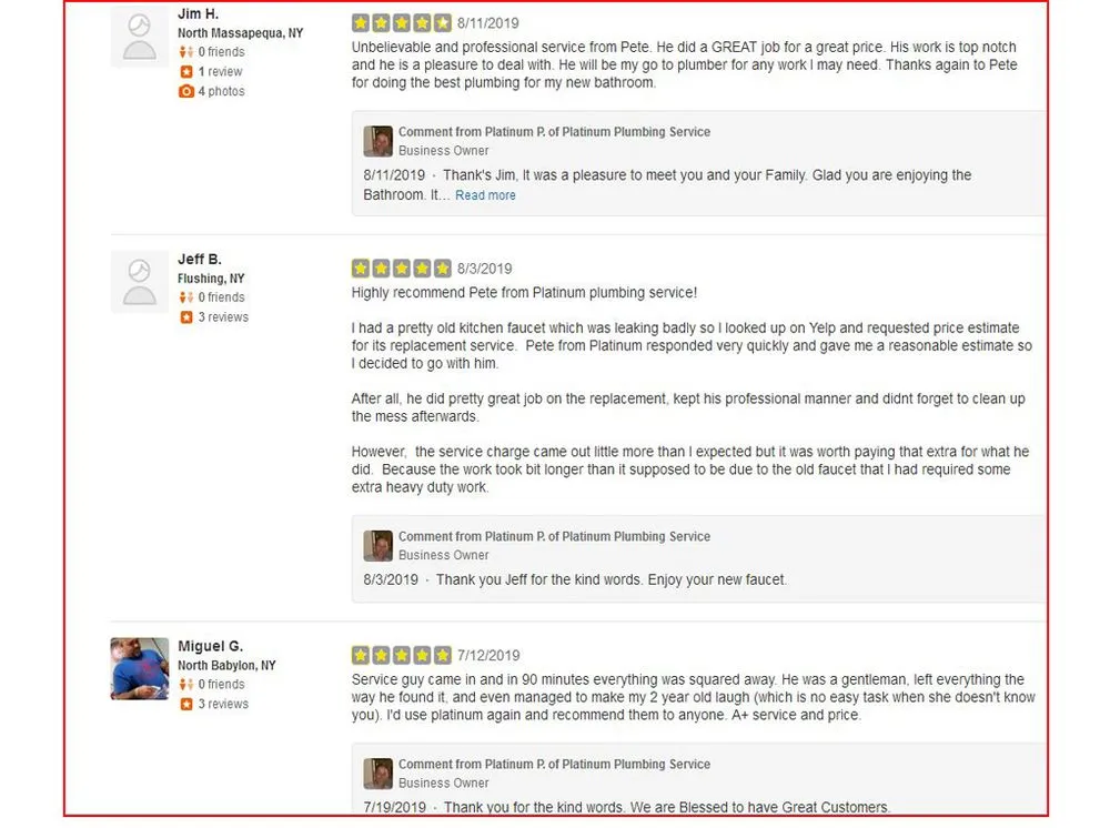 Slide of Platinum Plumbing Service