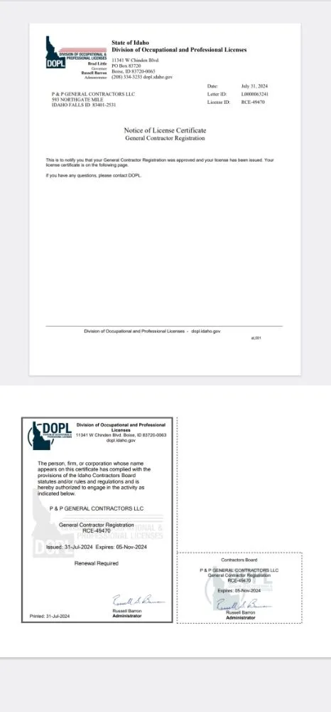 Slide of P&P General Contractors