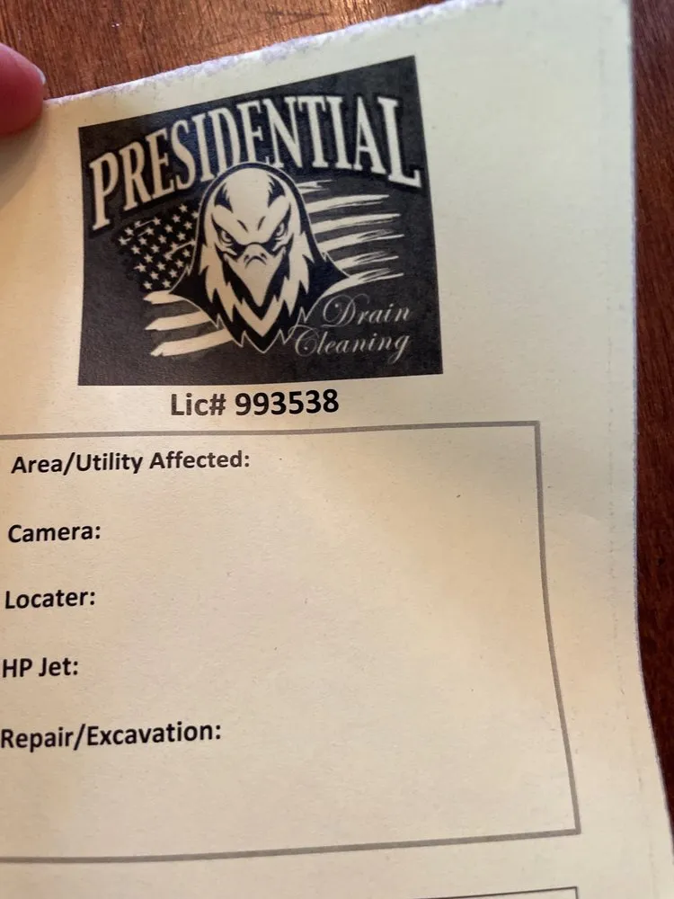 Slide of Presidential Drain Cleaning and Plumbing