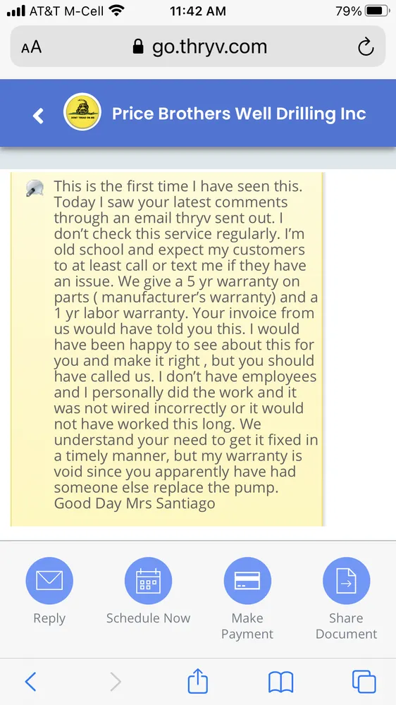 Slide of Price Bros Well Drilling