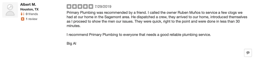 Slide of Primary Plumbing Services