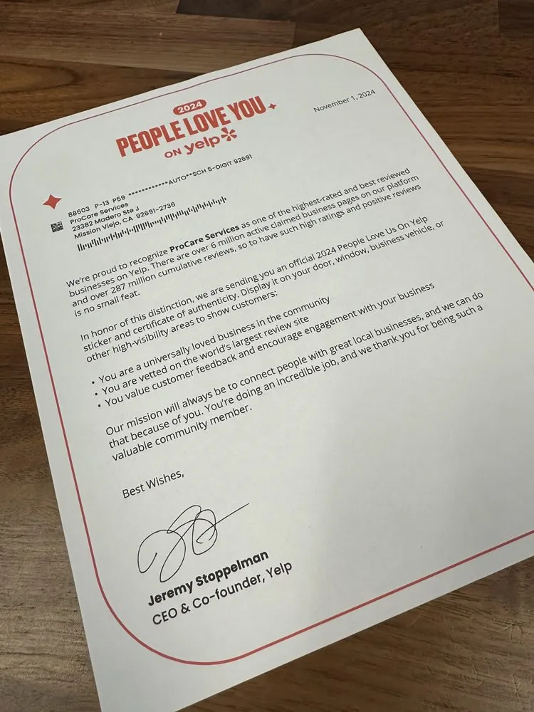 Slide of ProCare Services