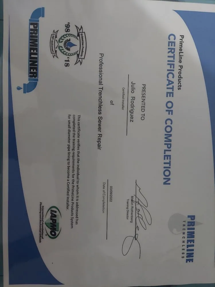 Slide of Professional Trenchless Sewer Repair