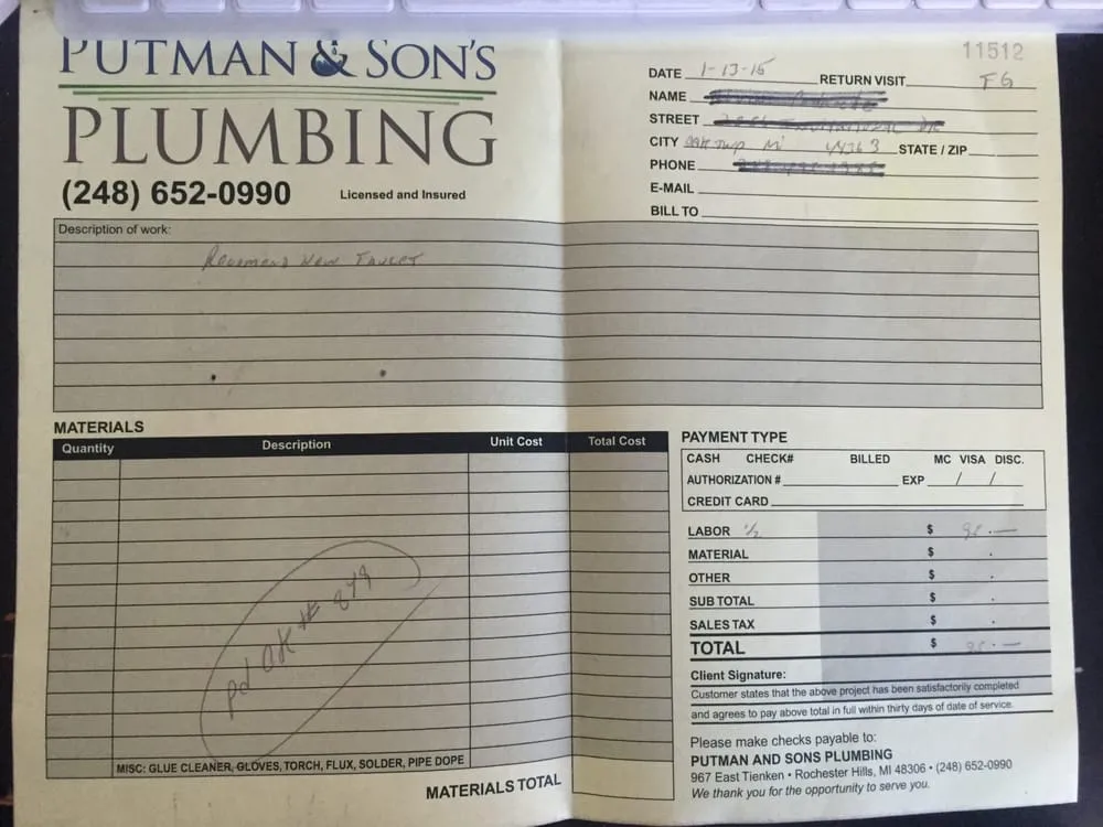 Slide of Putman & Sons's Plumbing