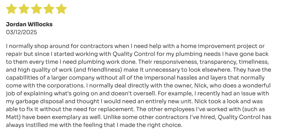 Slide of Quality Control Plumbing & Heating