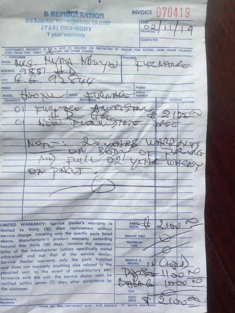 Slide of R&B Refridgeration