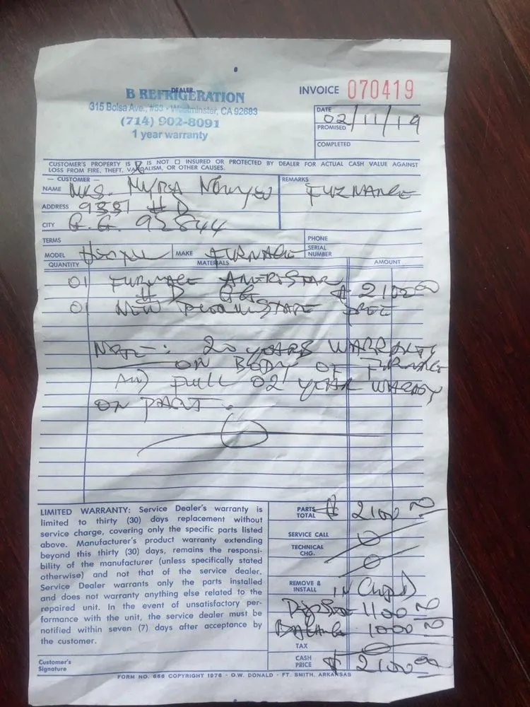 Slide of R&B Refridgeration