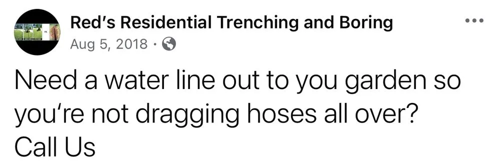 Slide of Red’s Residential Trenching and Boring