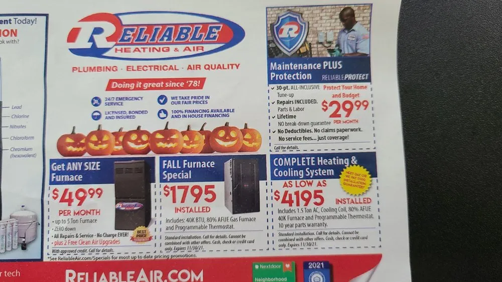 Slide of Reliable Heating & Air, Plumbing and Electrical