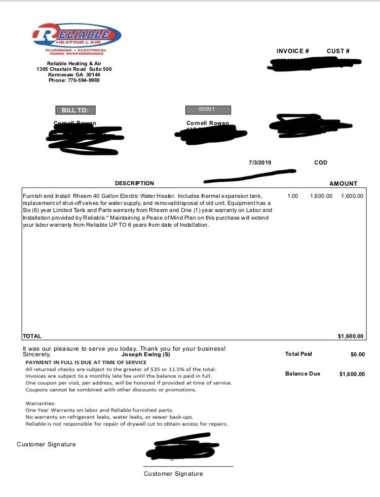 Quality water heater service in Kennesaw, GA by Reliable Heating & Air, Plumbing and Electrical