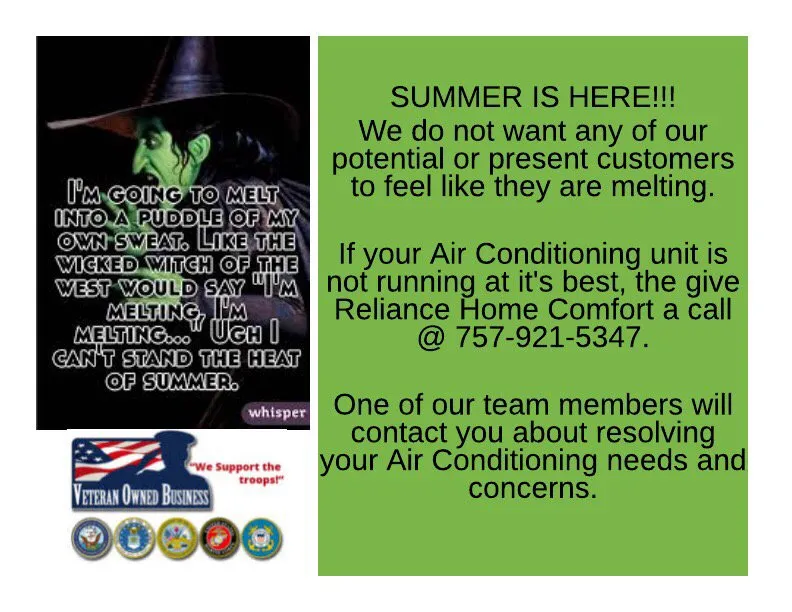 Slide of Reliance Home Comfort