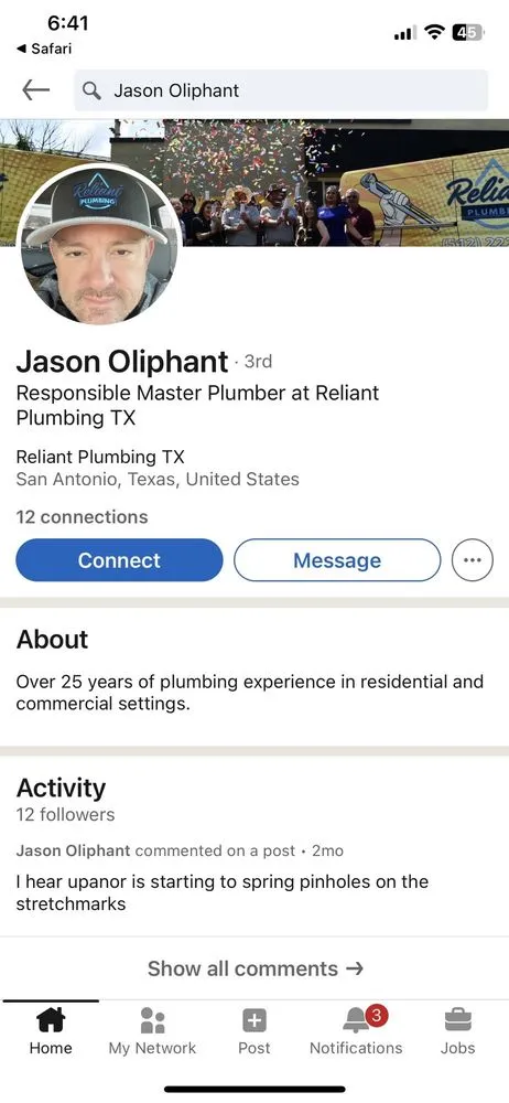 Slide of Reliant Plumbing