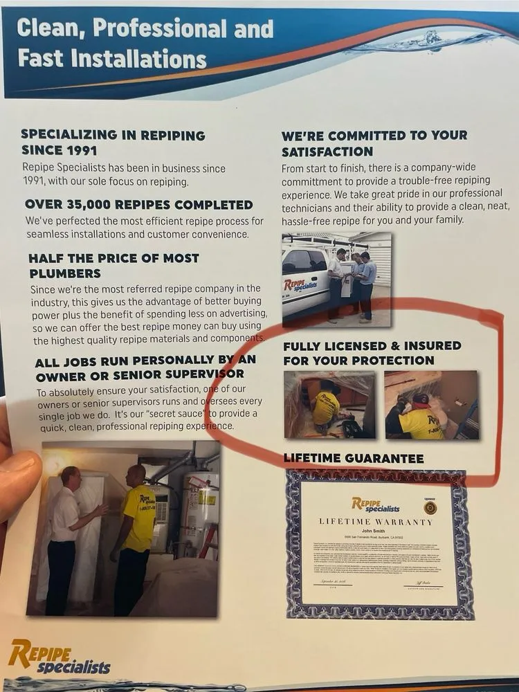 Slide of Repipe Specialists - Los Angeles