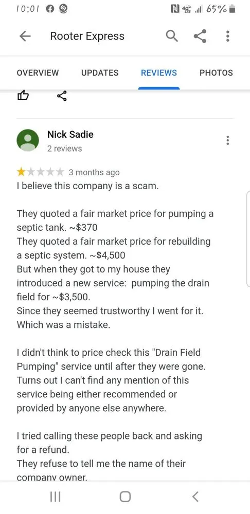 Slide of Rooter Express SC